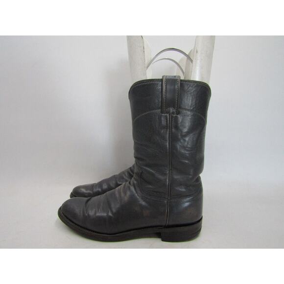 Justin 3025 Mens Size 7.5 B (Narrow Width) Gray Leather Roper Cowboy Boots main image 11